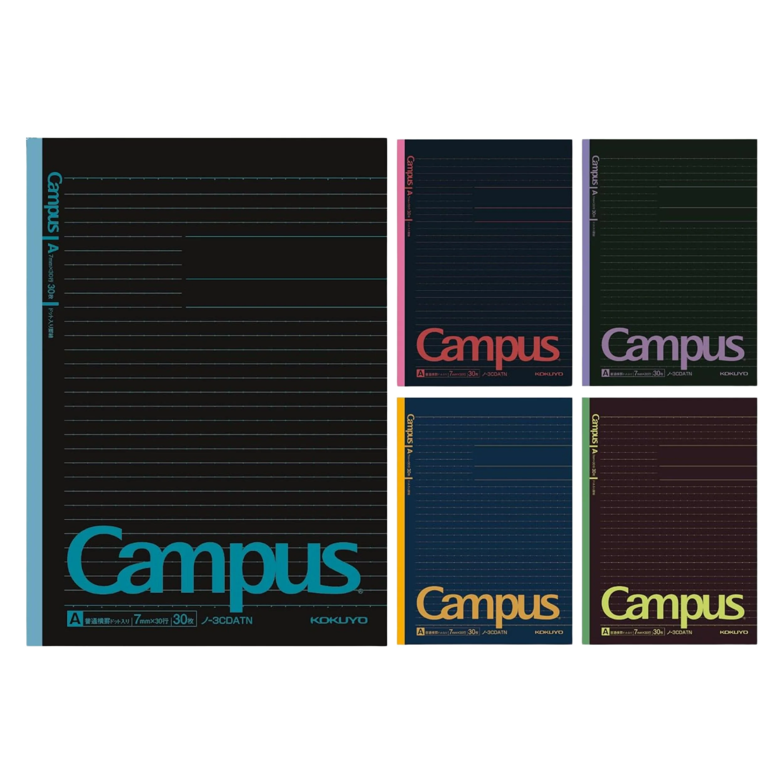 Campus ノート A（ドット入り罫線 7mm）ブラック - 5冊パック