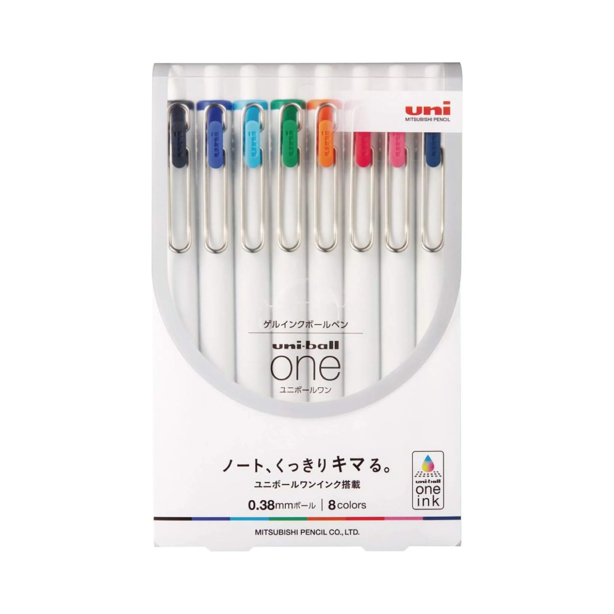 Uni-ball One ゲルインク 8色 ボールペンセット - ホワイト - 0.38mm